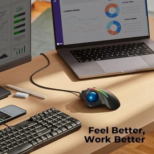 Testing the Wired Trackball Mouse with RGB Lighting, Ergonomic Thumb Control to over two weeks