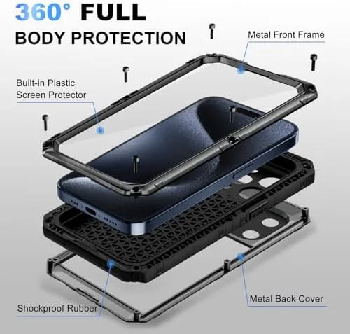 The Beasyjoy for iPhone 15 Pro Max Case Waterproof, Metal Heavy compared in context