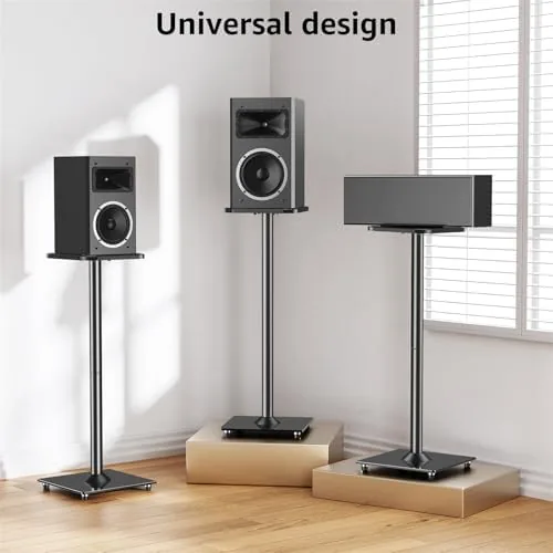Close look at the MOUNTUP Universal Speaker Stands Pair for Surround Sound Home Theater build quality