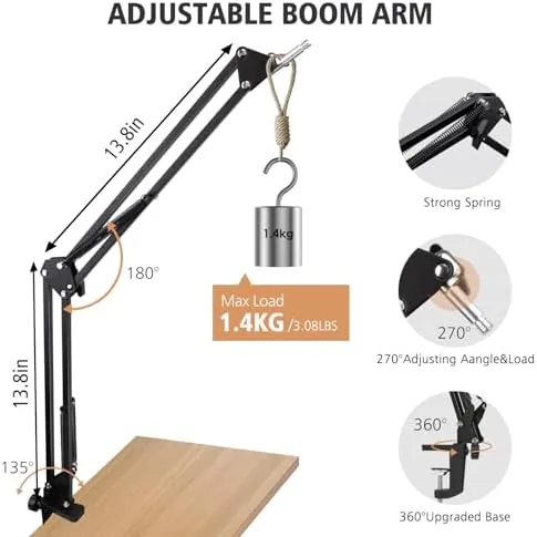 Close look at the SUNMON Mic Arm for Microphone, Boom Arm for Fifine AM8 build quality