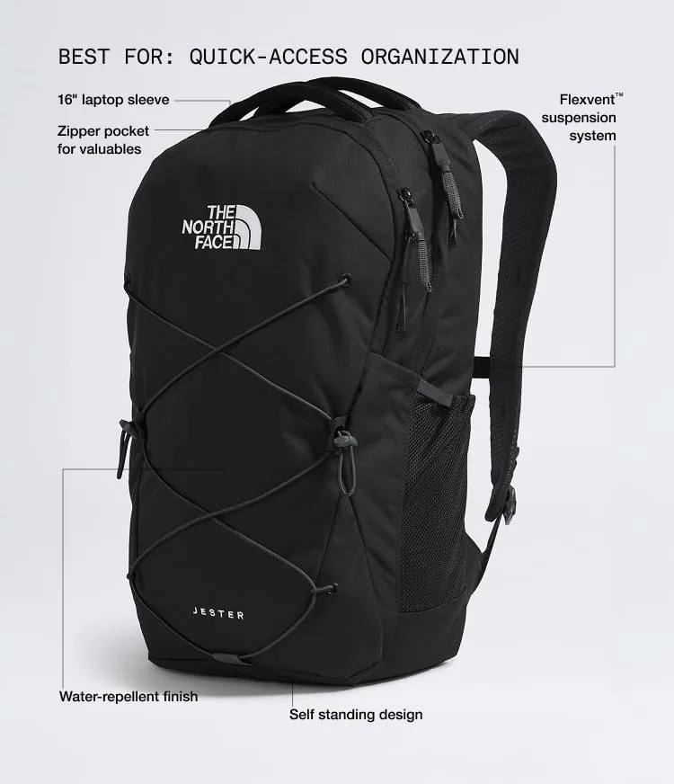 North Face Jester backpack open with laptop sleeve