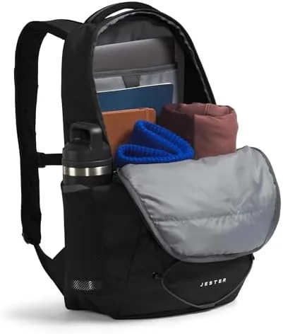 North Face Jester backpack with daily gear laid out