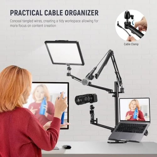 Another view of the NEEWER Overhead Camera Stand Desk Mount Rig with 4 Boom