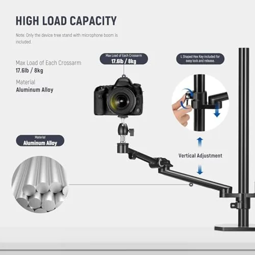 The NEEWER Overhead Camera Stand Desk Mount Rig with 4 Boom compared in context