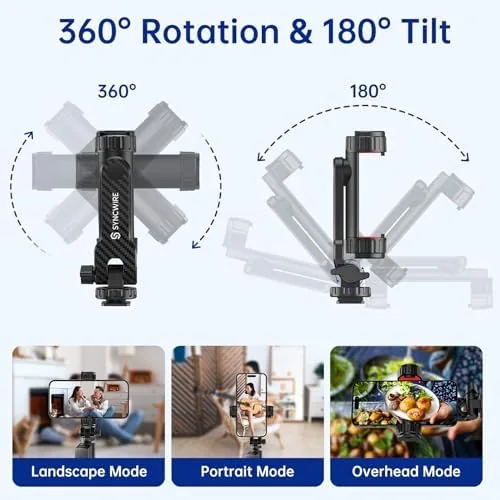 The SYNCWIRE Tripod Phone Mount, Universal Smartphone Mount Adapter with 2 in real use