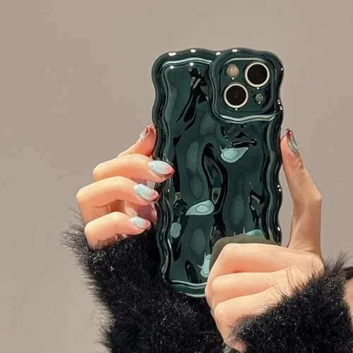 FABSPARK for iPhone 15,3D Bubble Electroplate Wavy Case,Dark Green | Meteorite Pattern Plating Glitter Review: Tested and Rated