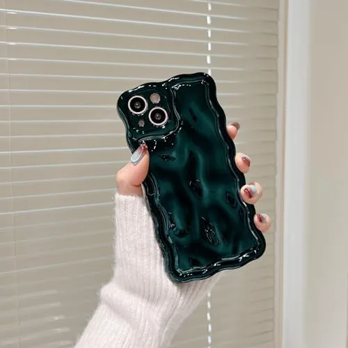 Close look at the FABSPARK for iPhone 15,3D Bubble Electroplate Wavy Case,Dark Green | build quality