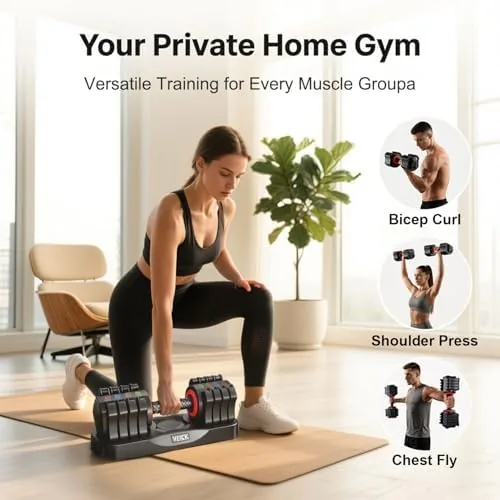 Close look at the VEICK 25lb Adjustable Dumbbell Set, Quick Dial with Non Slip build quality