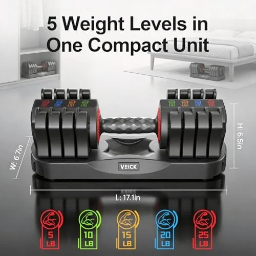 The VEICK 25lb Adjustable Dumbbell Set, Quick Dial with Non Slip in real use