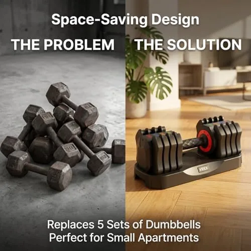 Another view of the VEICK 25lb Adjustable Dumbbell Set, Quick Dial with Non Slip