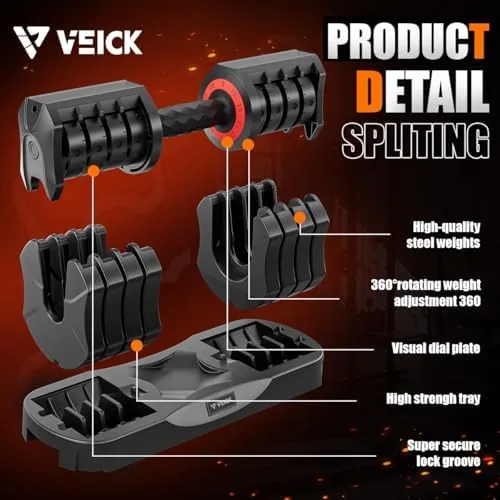 The VEICK 25lb Adjustable Dumbbell Set, Quick Dial with Non Slip compared in context