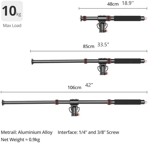 Close look at the AMBITFUL 42" Tripod Extension Arm Heavy Duty Aluminum Horizontal Boom build quality