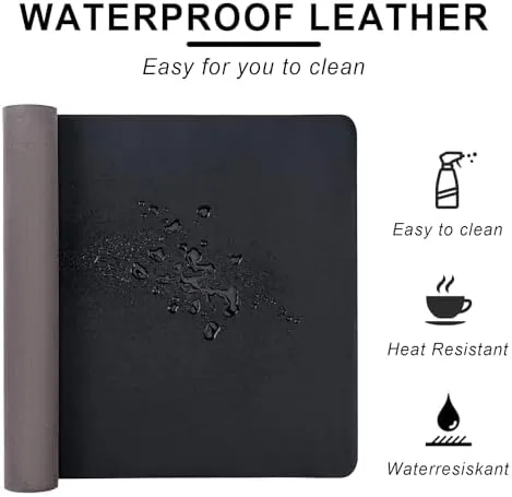 Close look at the Leather Desk Pad Protector,Non-Slip Desk Pad(Black, 23.6" x 13.7") | build quality