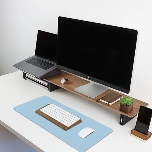Another view of the Leather Desk Pad Protector,Non-Slip Desk Pad(Black, 23.6" x 13.7") |