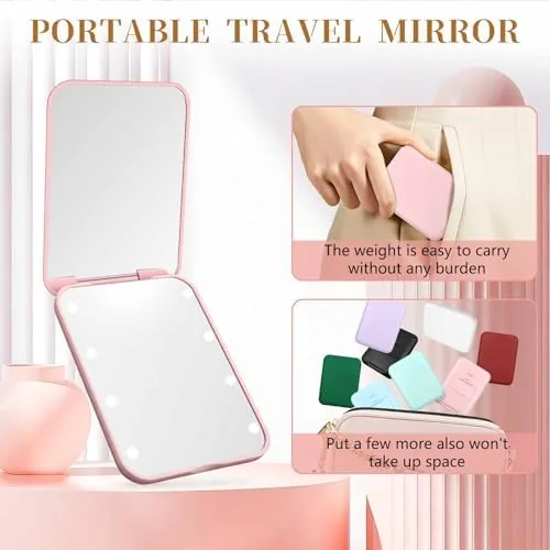 Another view of the Compact Mirror with Light, 1X/3X Magnification LED Pocket Mirror for