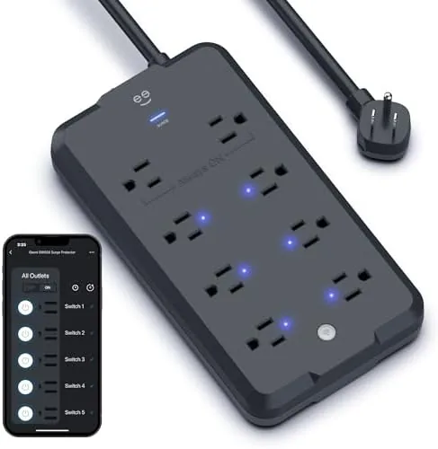 Geeni Surge Ultra Smart 8-Outlet Surge Protector, No Hub, 6 ft. Cord, Black | Review: Tested and Rated