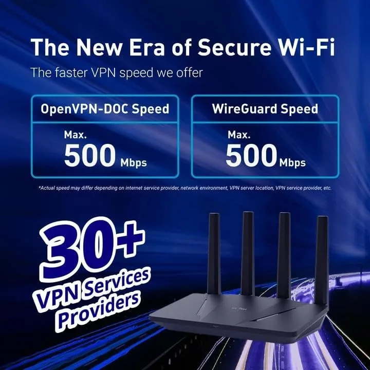 Detail shot of the GL.iNet GL-MT6000 Flint 2 Wi-Fi 6 Gaming Router Dual 2.5G features