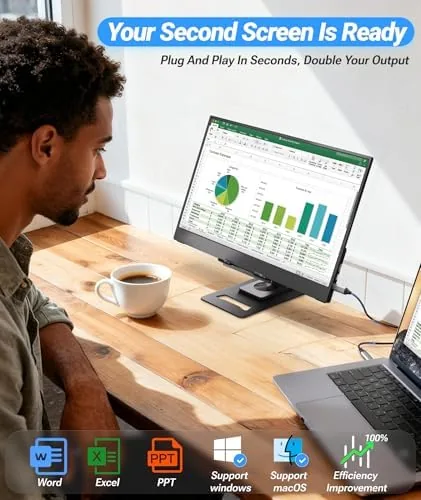 Laptop and Ingnok monitor showing an extended desktop workspace