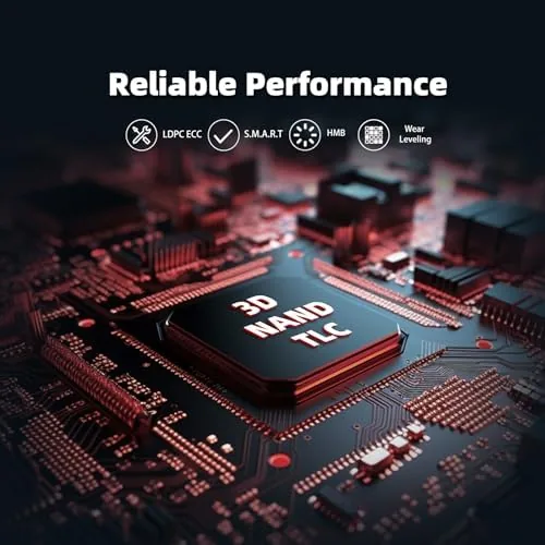 The SSD installed in an open M.2 slot on a desktop motherboard
