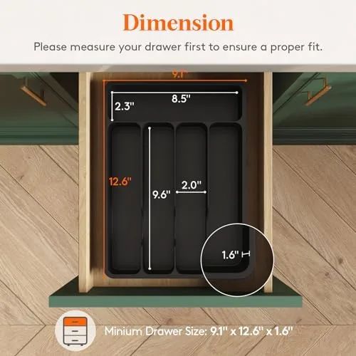 Close up of the Lifewit organizer showing the molded dividers and smooth edges