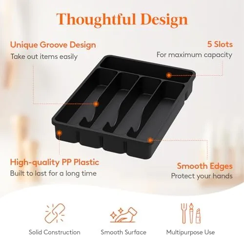 Silverware sorted into the five slots of the Lifewit organizer