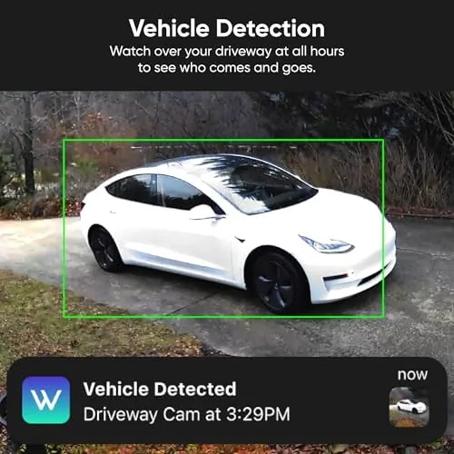 A family checking the Wyze app together, with a doorbell camera visible in the background