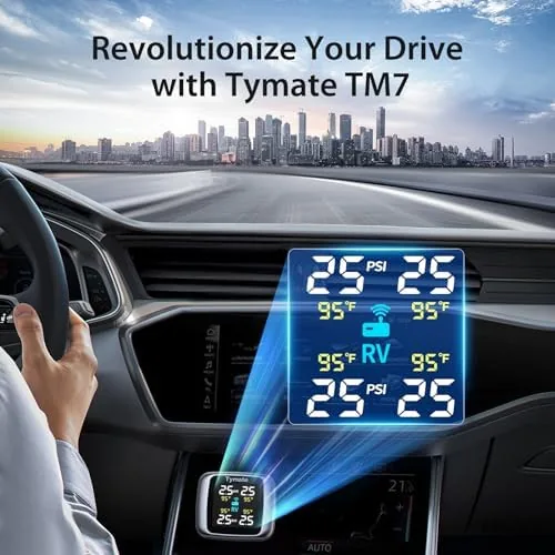 Close look at the Tymate TM7 RV Tire Pressure Monitoring System, TPMS Set of build quality