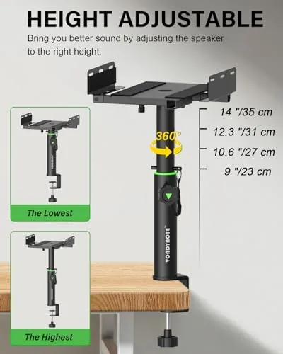Close look at the Vondynote Dual Side Clamp Studio Monitor Stands Short Desk Speaker build quality