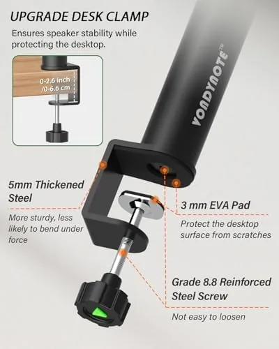 The Vondynote Dual Side Clamp Studio Monitor Stands Short Desk Speaker compared in context