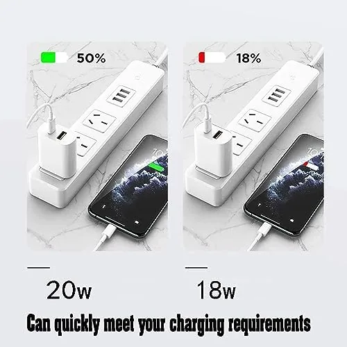 Two phones charging at once from a single dual port cube