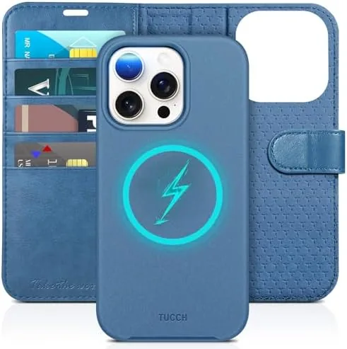 TUCCH 2-in-1 Removable Wallet Case for iPhone 15 Pro 6.1" 2023, Light Blue | Review: Tested and Rated