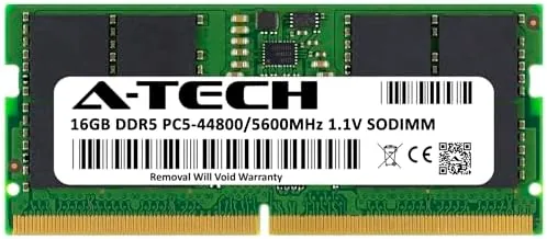 Task manager showing the 16GB DDR5 module recognized at 5600MHz