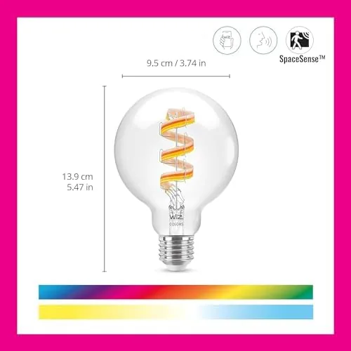 Close look at the WiZ Color G25 Color Filament LED Smart Bulb - Pack build quality