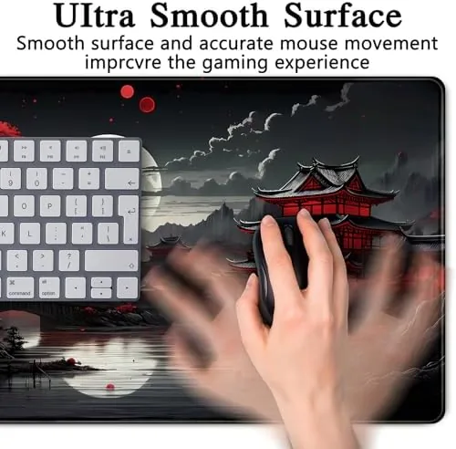 The Japanese Desk Mat Riverside Full Moon Desk Pad Black Red compared in context