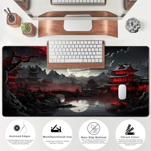 Testing the Japanese Desk Mat Riverside Full Moon Desk Pad Black Red over two weeks