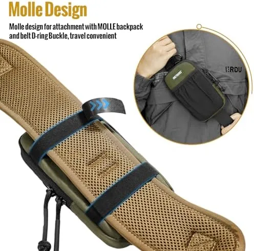 The ONETIGRIS Backpack Strap Pouch, Phone Belt Holder Molle Phone Holster in real use