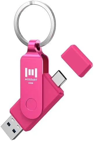MOSDART 64GB USB C and A 3.2 150MB/s Dual Flash Drive with Keychain, Pink Review: Tested and Rated