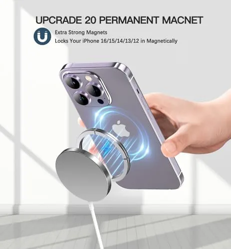 The Magnetic Wireless Charger, 2-Pack 15W Fast Mag-Safe Stand for iPhone in real use