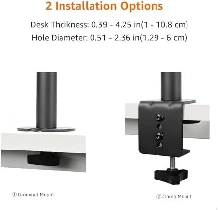 Another view of the Amazon Basics Adjustable Dual Monitor Desk Mount, Supports up to