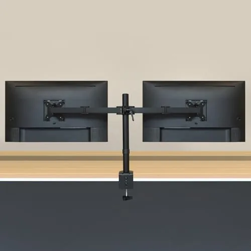 Testing the Amazon Basics Adjustable Dual Monitor Desk Mount, Supports up to over two weeks