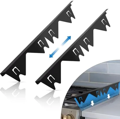 Stainless steel stove gap cover installed between range and countertop