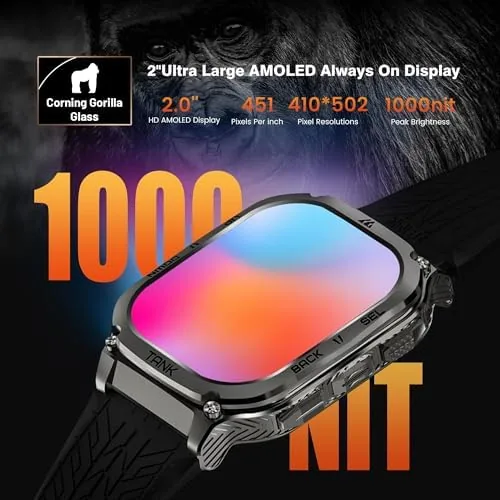Detail shot of the AMAZTIM Smart Watch - Rugged Outdoor Fitness Watch, 170+ Sports features