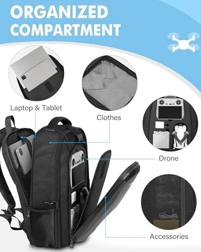 The backpack expanded to full capacity on a hiking trail with the drone in hand