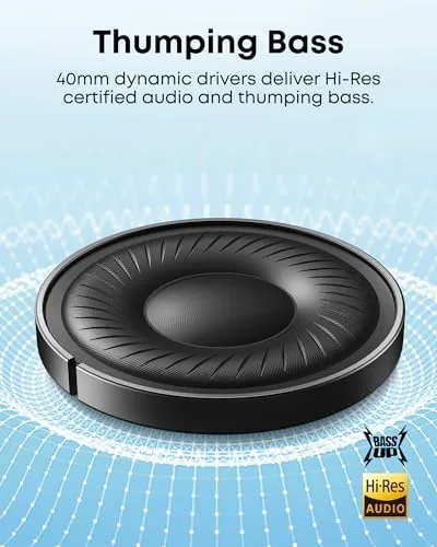 Detail shot of the Soundcore by Anker Q20i Hybrid Active Noise Cancelling Headphones, White features