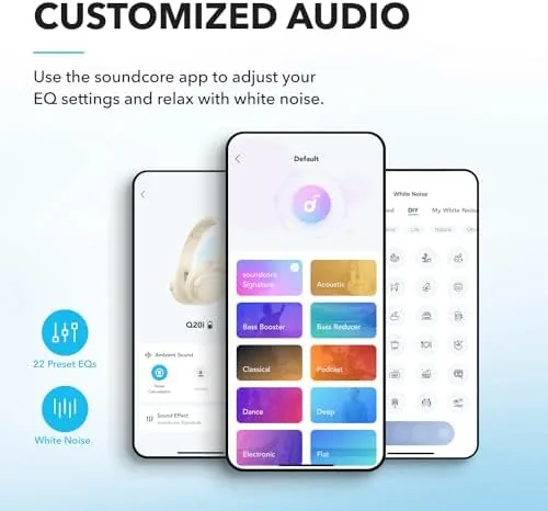 The Soundcore by Anker Q20i Hybrid Active Noise Cancelling Headphones, White in real use