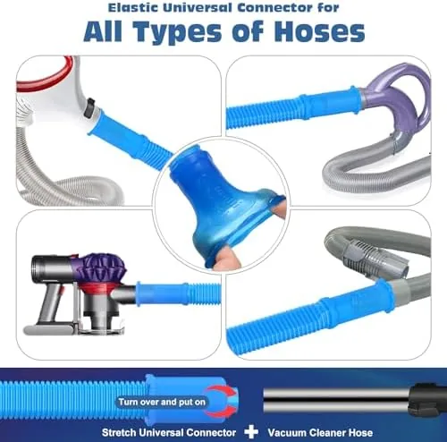 The brush attachment on the end of the flexible hose ready to enter a dryer vent