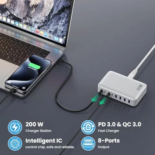Another view of the USB C Charger 200W USB C Charger Block,Upgraded GaN III