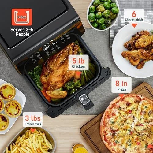 Close look at the COSORI Air Fryer Pro II 5.8QT that Roast, Bake, Shake build quality