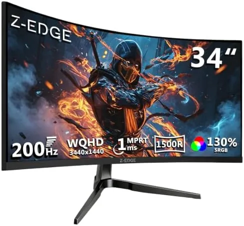 Z-Edge 34 inch Curved Gaming Monitor, WQHD 1440P 200Hz 144Hz PC Monitor | MPRT Review: Tested and Rated