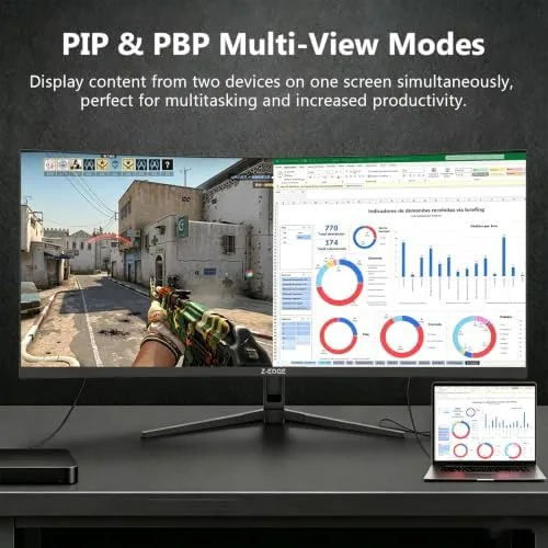 Another view of the Z-Edge 34 inch Curved Gaming Monitor, WQHD 1440P 200Hz 144Hz